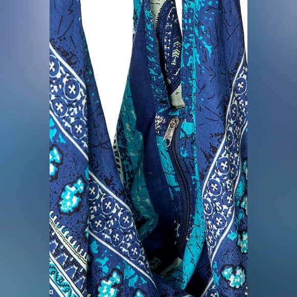 Boho Chic Beach Yoga Hobo Shoulder Bag - 100% Cotton - Bohemian Ethnic Inspired - Picture 6 of 8